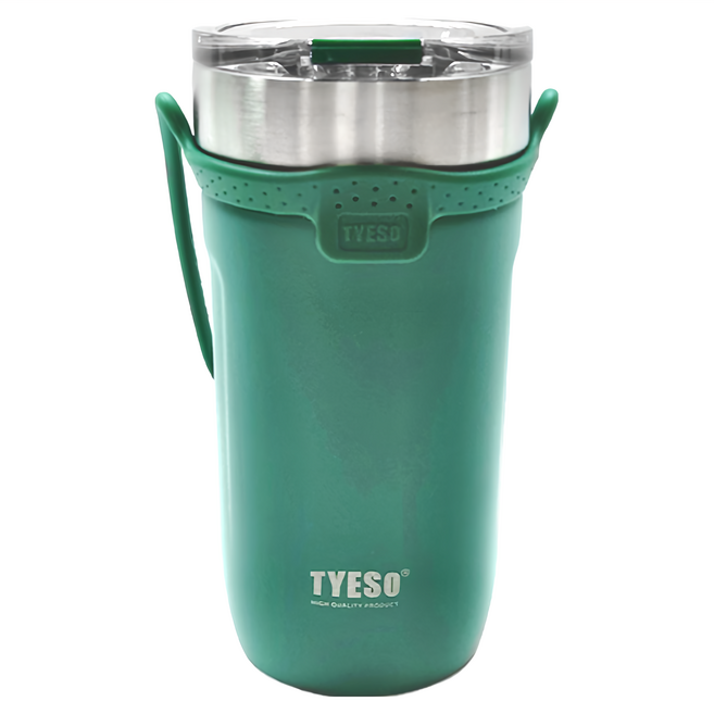 TYESO 泰碩 便攜不鏽鋼保溫杯 6.8 x 17cm, 綠色, 550ml, 1個