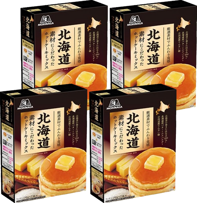 MORINAGA 森永 北海道素材鬆餅粉 日本原裝進口 鬆軟綿密 加倍濃厚的細緻口感, 300g, 4盒