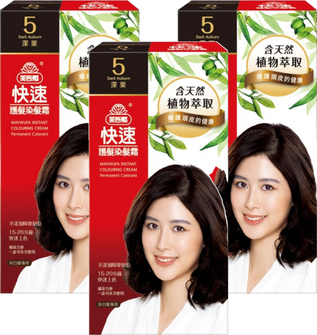 美吾髮 快速護髮染髮霜 80g, 5 深栗, 3盒