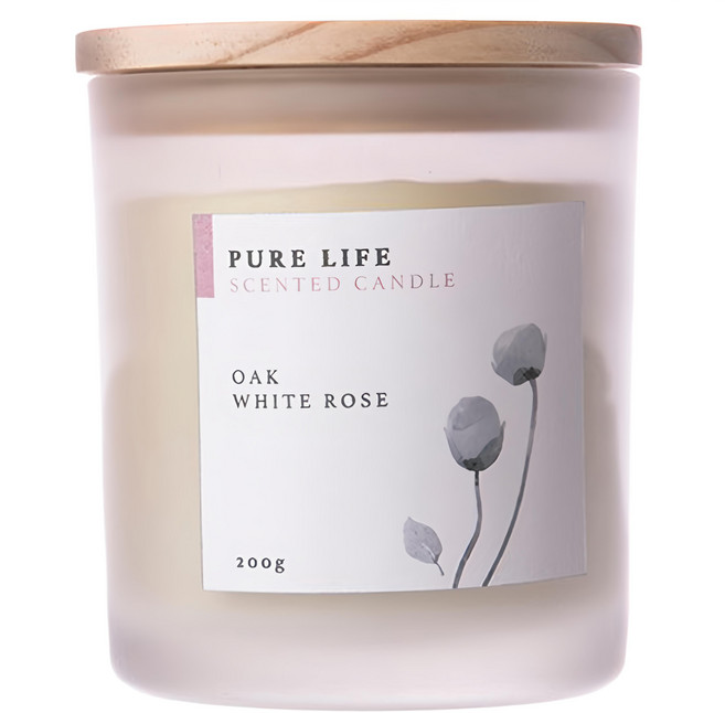 HOLA 和樂家居 Pure Life 覓靜系列 香氛燭杯, 橡木白玫瑰, 200g, 1個