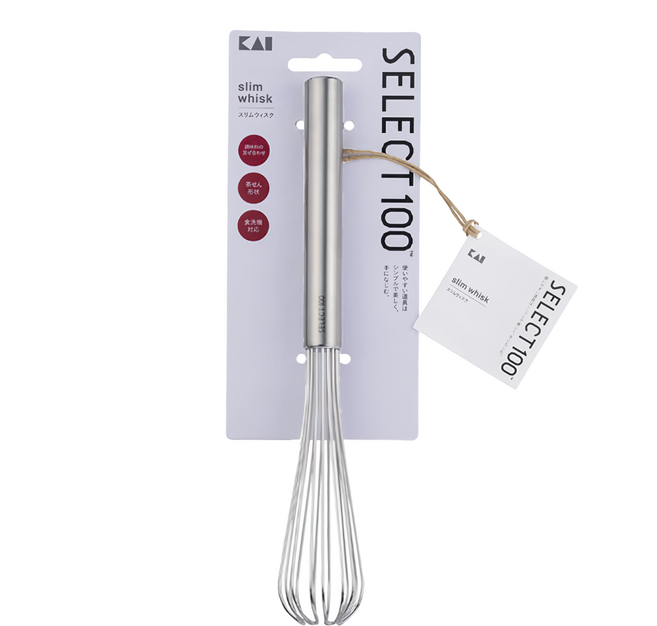 KAI 貝印 SELECT100 茶籠型打蛋器 18-8不鏽鋼 尺寸 224x35x35mm, 銀色, 1支