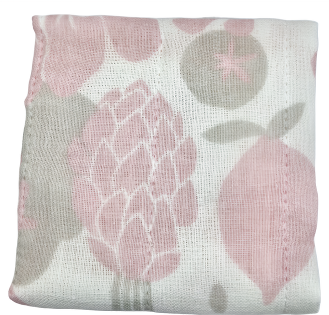 HARADA ORIMONO 原田織物 七重棉紗蚊帳家事布 粉紅野菜, 1個