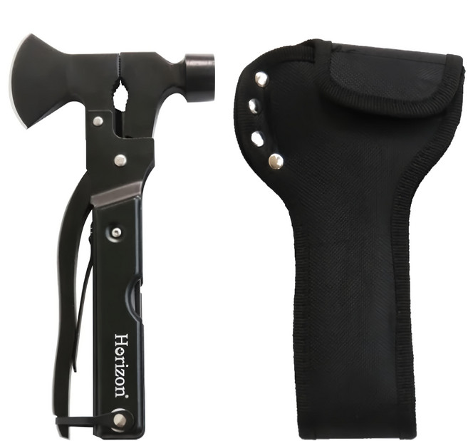 Horizon 天際線 Blazer Hammer 野營工具斧 420不鏽鋼 附專屬收納袋, 1組, 黑化
