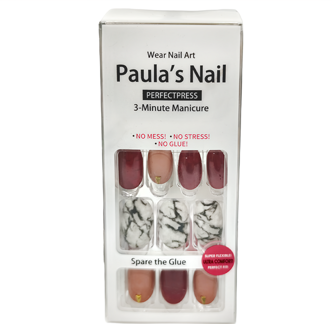 Paula's Nail 寶拉美甲 光療秒貼美甲 30片, 琥珀大理石, 1組