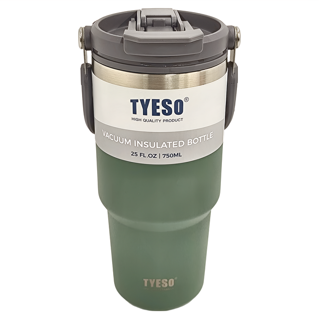 TYESO 泰碩 手提304不銹鋼水杯, 綠色, 750ml, 1個