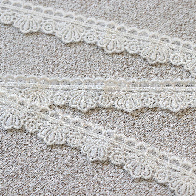 扇貝邊網紗蕾絲 270公分, 象牙白, 1條