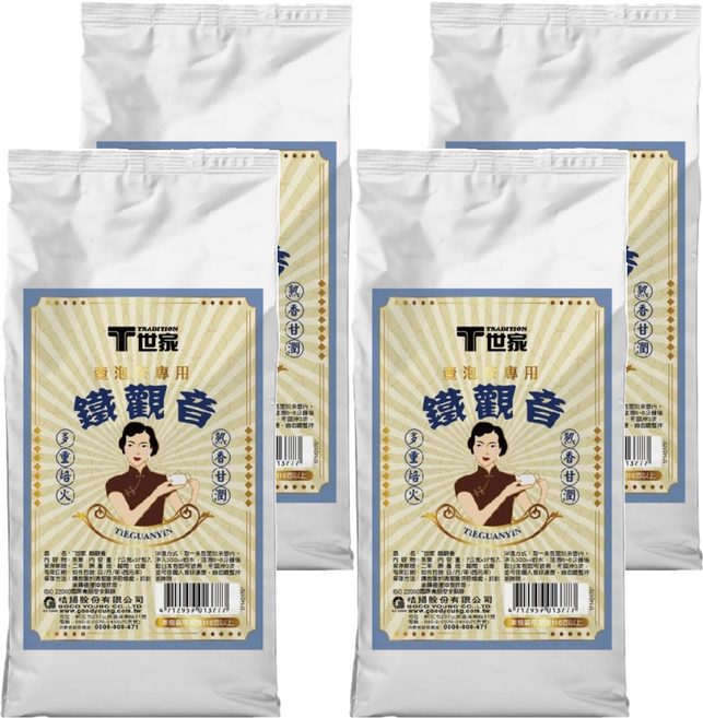 T世家 壺泡免濾大茶包 鐵觀音茶 多重焙火 熟香甘潤 冷熱皆可泡, 7g, 37包, 4袋