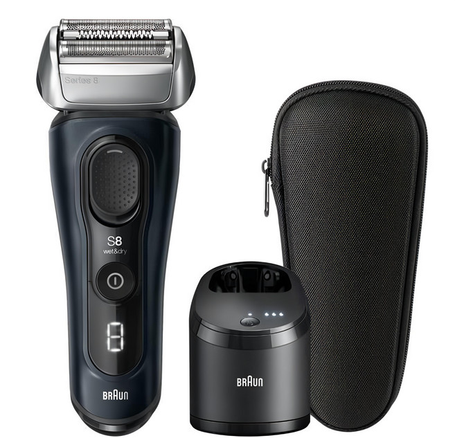 BRAUn 百靈 8系列 PRO 智美音波電動刮鬍刀 附智能清潔座 + 旅行收納盒, 8563cc, 霧面灰