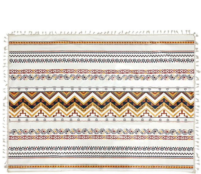 Homely Zakka 波西米亞棉麻流蘇桌巾, 140 x 180cm, 陽光燦爛, 1個