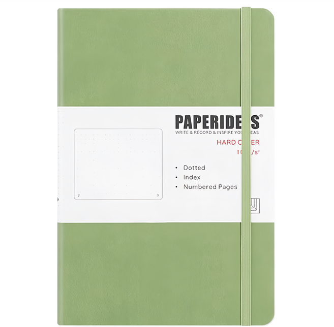 PAPERIDEAS 點陣筆記本 188頁 100g紙, 牛油果綠, 1本