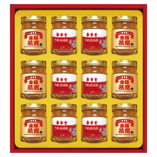 華齊堂 經典燕窩禮盒 金絲燕窩75毫升 x 6入 雪蛤燕窩75毫升 x 6入, 900ml, 1組