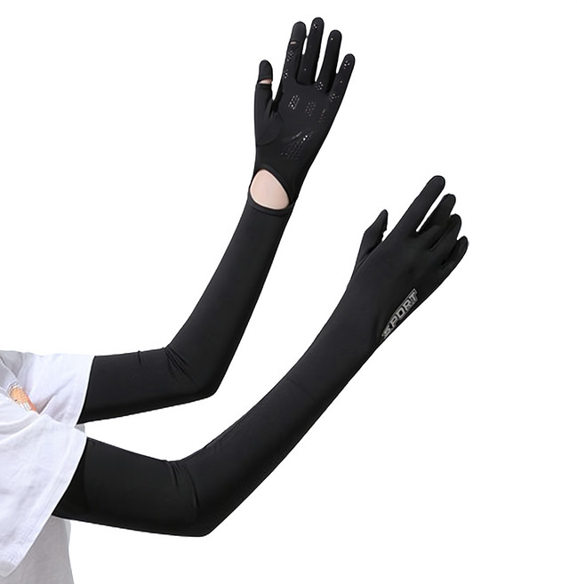 Reddot 紅點生活 加長冰絲全能防曬手袖套, 冰絲黑, 1雙