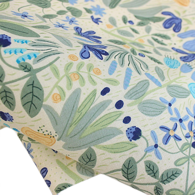 Reuhome 花紋布料 100%棉, 藍色, 1件