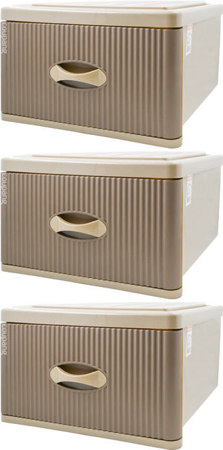 KEYWAY 聯府 XL風尚抽屜整理箱 26L 475 x 400 x 250mm, 咖啡色, 3個