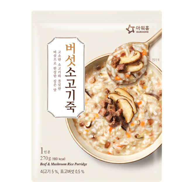 OURHOME 愛味弘 香菇牛肉粥, 270g, 1包