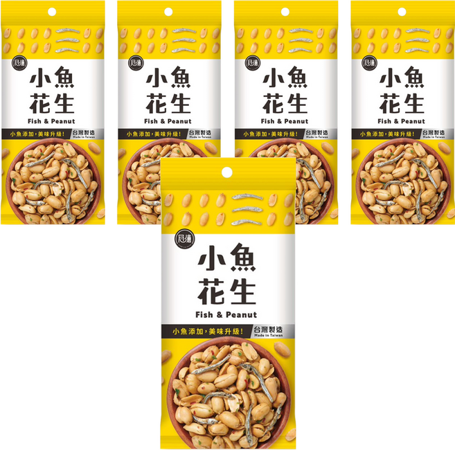 冠億食品 小魚花生, 70g, 5包