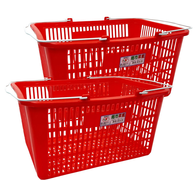 震嶸塑膠 超市購物籃 42 x 32 x 22cm, 紅色, 2個