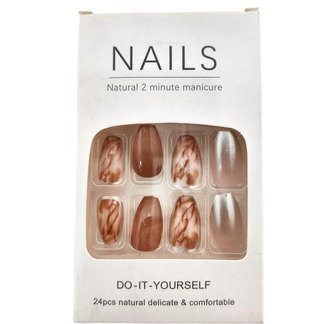 穿戴甲 立體彩繪款美甲貼片 24片, LK1343, 1盒