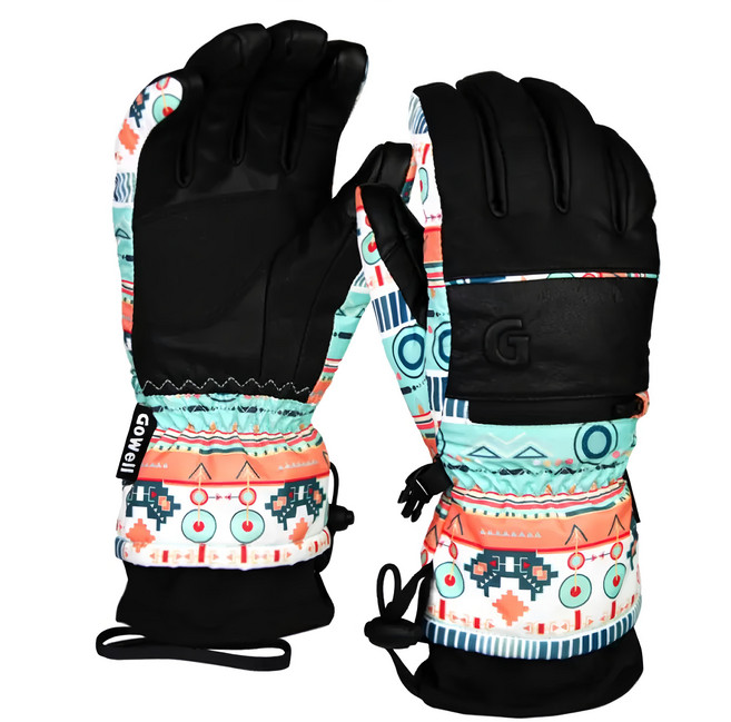 WELL FIT 威飛客 女款 防水滑雪手套 五指 Primaloft 保暖快乾透氣 真山羊皮 天鵝絨內裏, 波西米亞, 1雙