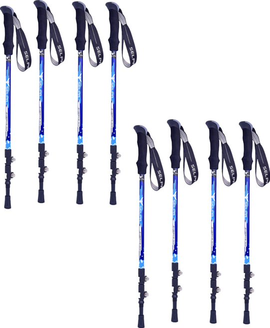 SELPA 破雪鋁合金外鎖登山杖 7075, 藍色, 8支