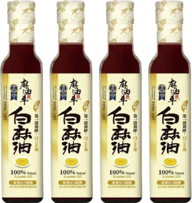 麻油車 頂級冷壓白麻油, 255ml, 4瓶