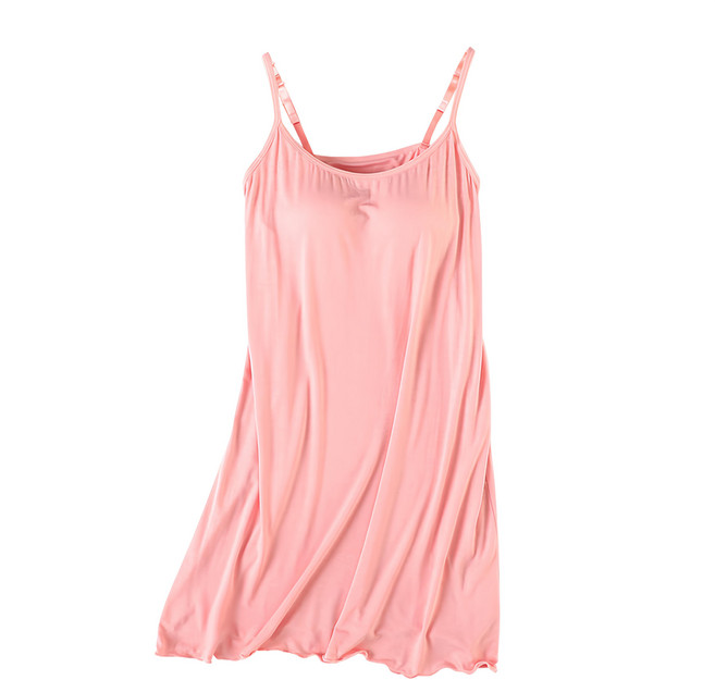 NEW FORCE 女款無袖細肩帶連身裙 附胸墊BRA 多層強韌纖維 舒適耐穿 貼合胸型罩杯 支撐不壓胸 彈力鬆緊設計 下圍合身不移位