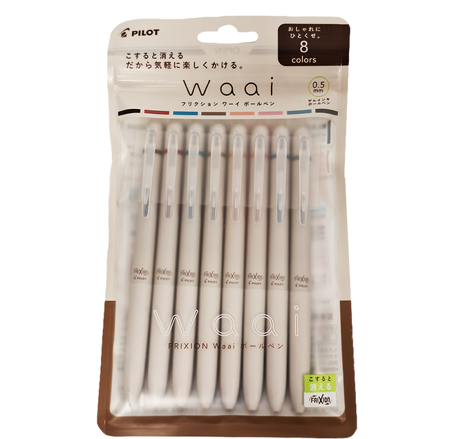 PILOT 百樂 FRIXION 按鍵魔擦筆 Waai 8入組 0.5mm, 多色, 1組