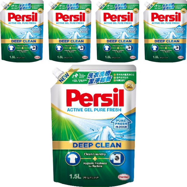 Persil 寶瀅 台灣公司貨 深層酵解洗衣凝露 補充包 室內晾衣, 1.5L, 1包, 5包