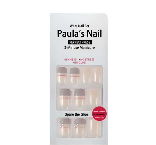 Paula's Nail 寶拉美甲 秒貼美甲 PNW26-0001 30片, 裸紫法式, 1組