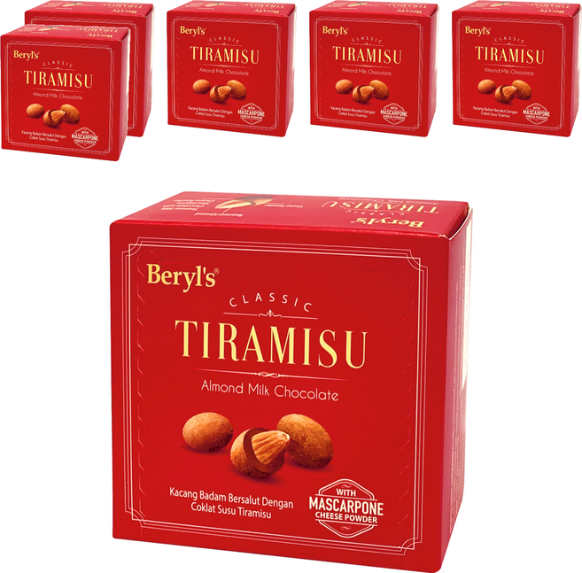 Beryl's 杏仁夾心提拉米蘇風味牛奶巧克力 添加植物油, 65g, 6盒