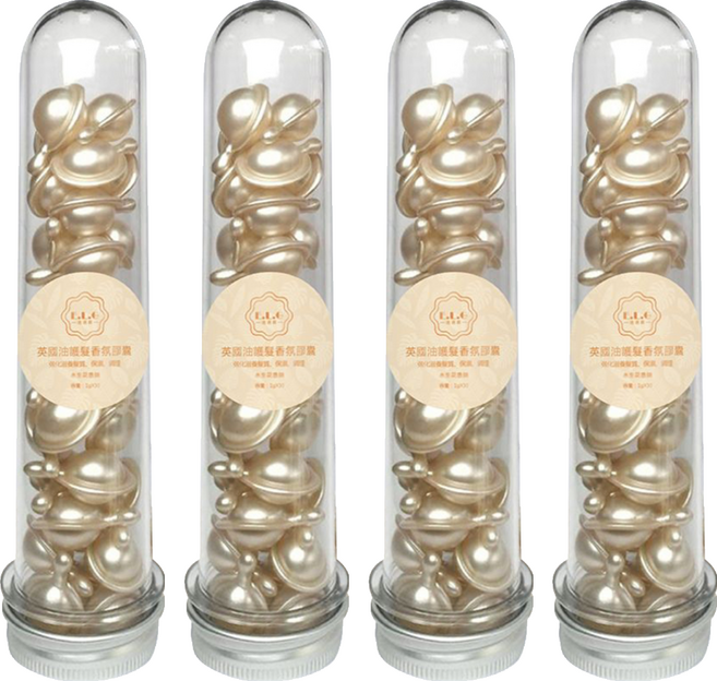 E.L.G 依洛嘉 英國油護髮香氛膠囊 30顆 添加大麻籽油 黑醋栗籽油 維生素E 荷荷芭油 免沖洗 改善頭髮分岔 使秀髮潤澤滑順, 30g, 4瓶