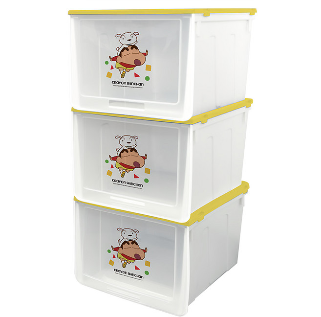 收納王妃 蠟筆小新 塑膠鞋盒3入組, 小新奔跑 黃色, 1組