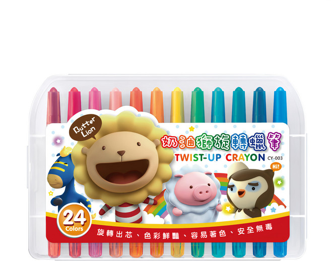 SIMBALION 雄獅 奶油獅旋轉蠟筆, 24色, 1盒