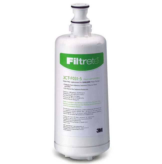 3M Filtrete 淨呼吸 UVA3000 活性碳替換濾心, 3CT-F031-5, 1瓶