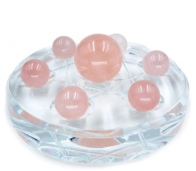 鑫運來 能量全開五行七星盤 七星盤(直徑8cm) + 小珠(1~1.5cm) + 大球(1.5~2cm), 粉晶七星陣, 1個