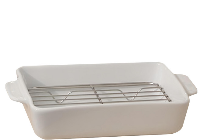 Careprin 附把手陶瓷烤盤 L號 (附不鏽鋼網架), 單色, 1個