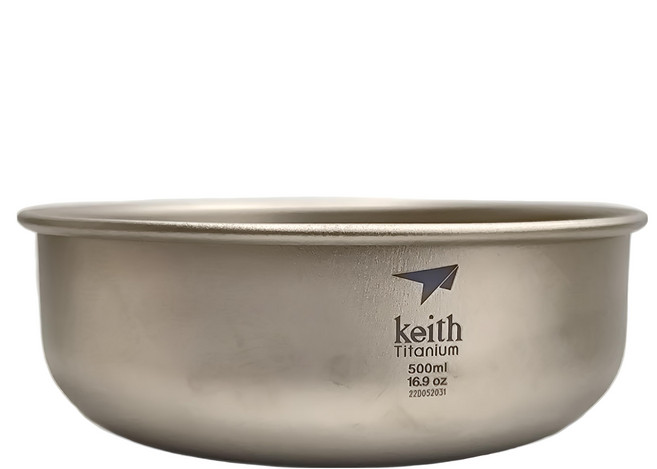 Keith Titanium 鎧斯 Ti5334 純鈦碗 500ml Ø131x48mm, 鈦色, 1盒