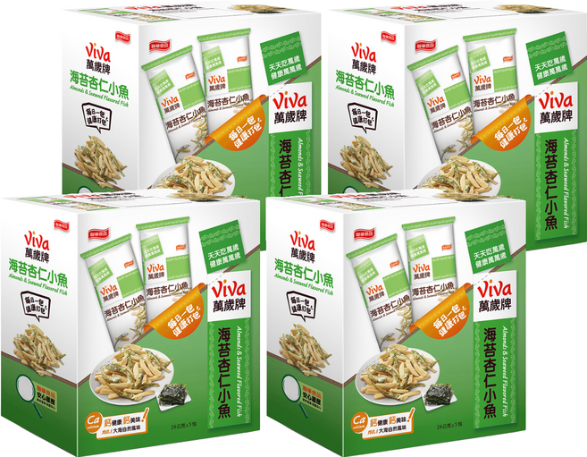 ViVa 萬歲牌 海苔杏仁小魚, 120g, 4盒