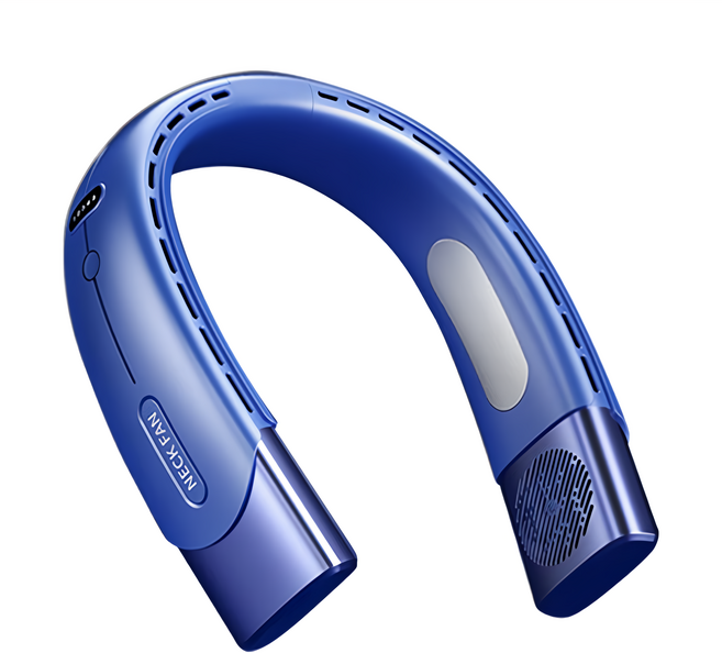 ANTIAN 冰瓷掛脖風扇 便攜大風力降溫電風扇 隨身懶人頸掛風扇 涼感渦輪無葉風扇, DS-005, 神秘藍