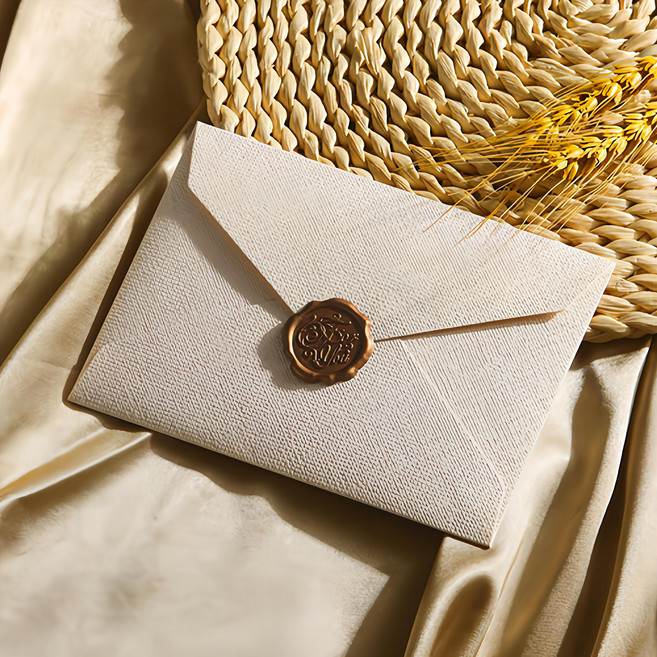 Lead home 亞麻信封信紙封蠟貼紙組, 1組, 白色