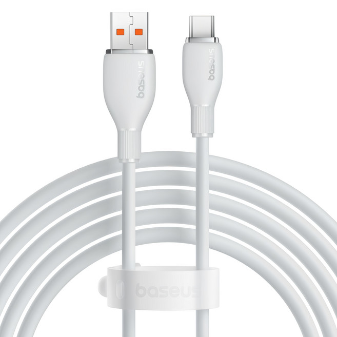 Baseus 倍思 Q彈系列 快充傳輸線 USB-Type-C 100W, 2m, 星光白, 1條