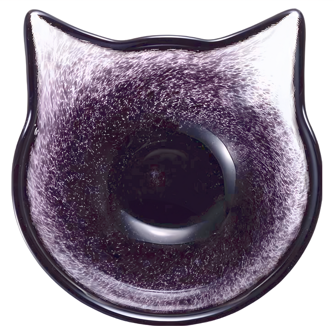 ADERIA GLASS 日本製手作貓咪碗 11.4 x 4.7cm 黑色, 黑喵, 1個