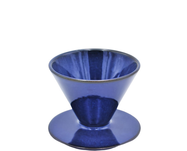 客噐 六短肋無把濾杯 湛放藍色 陶瓷材質 圓錐狀設計 肋骨設計 流速快 型號Coche-001, 1個, 1~2杯