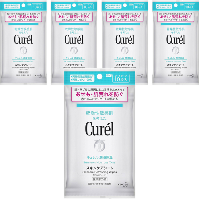 Curel 珂潤 溫和保濕潔膚紙 10張, 5包, 54ml