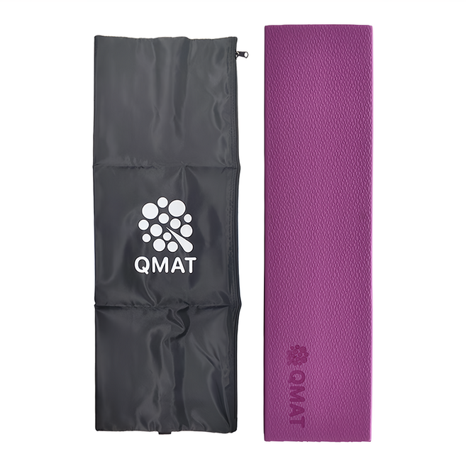 QMAT 折疊瑜珈墊 + 尼龍拉鍊袋, 桃黑色, 1組