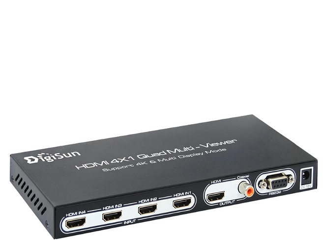 DigiSun 得揚 MV747 4K2K 4路 HDMI畫面分割器 無縫切換 219 x 95 x 22mm 431g, 黑色, 1個
