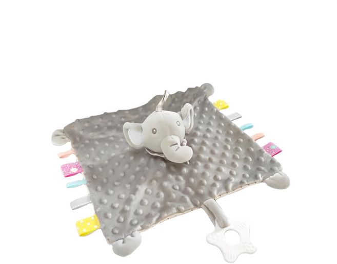 oceanbaby 可愛動物捏捏安撫巾, 小象好朋友 灰色, 1個