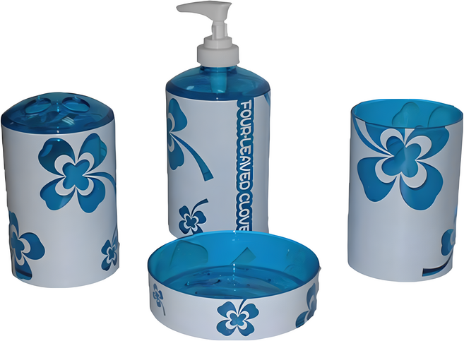 operng 歐朋 鄉村幸運草衛浴, 幸運草 藍色 + 灰色, 1組