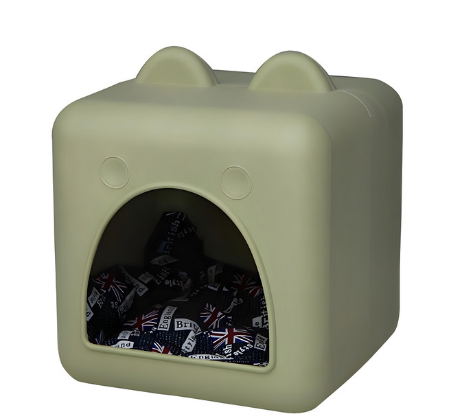 REDPUPPY Richell 寵物屋 附坐墊, 奶綠茶, 1個