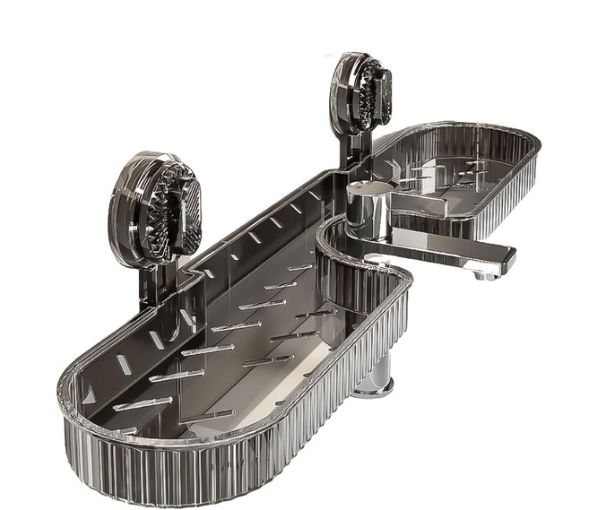 小麥購物 吸盤水龍頭置物架 400g, 透明灰, 1個